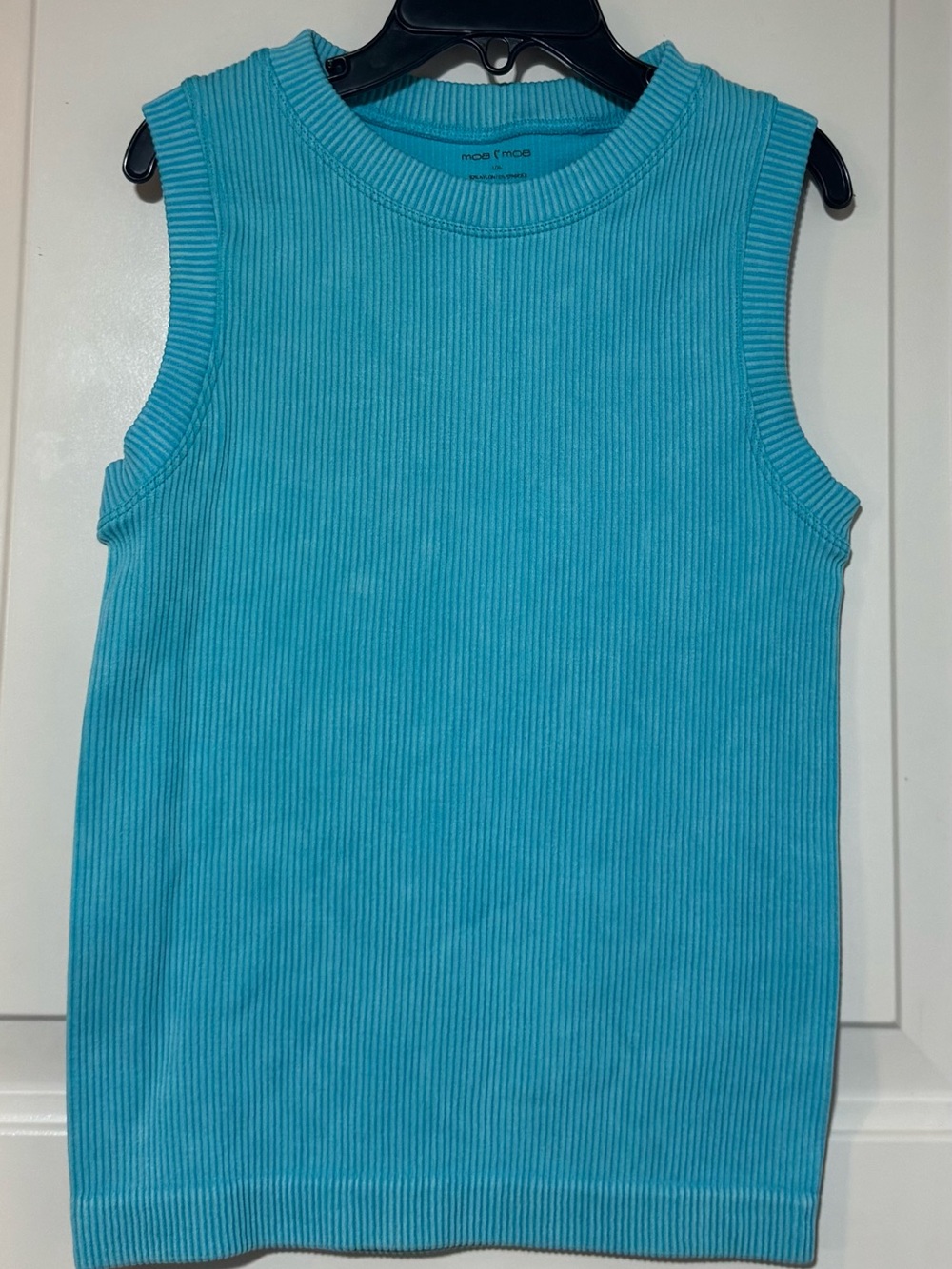 Kids Ribbed Tank Top - Aqua Blue